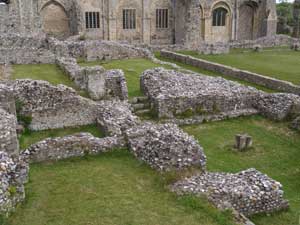 Range looking towards prior's lodging; access by steps in the centre